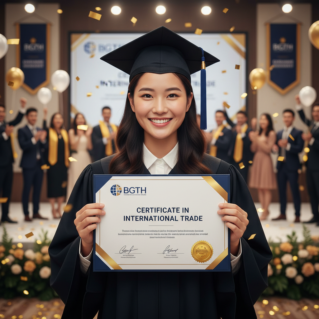 Graduate receiving international certificate